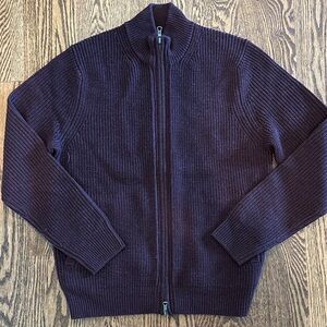 Burgundy Merino Wool Full Zip sweater
